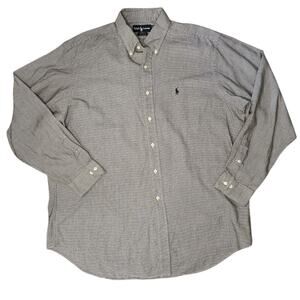 Lauren Ralph Lauren‎ Shirt Mens 17 36/37 Blue Herringbone Long Sleeve Yarmouth